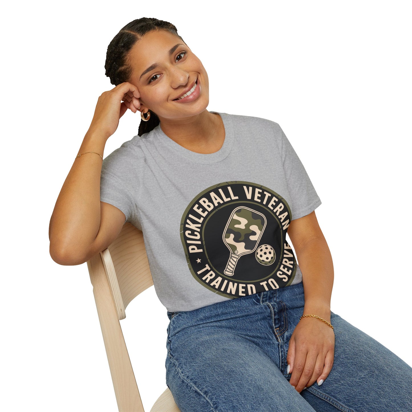 Pickleball Veteran Trained to Serve - Funny T-Shirt for Players