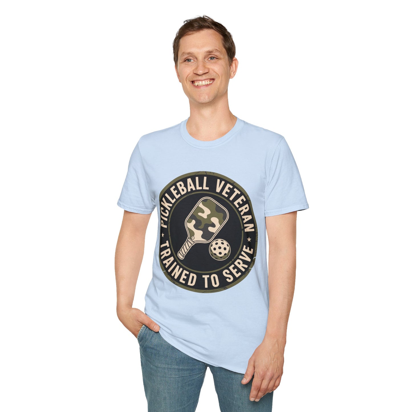 Pickleball Veteran Trained to Serve - Funny T-Shirt for Players
