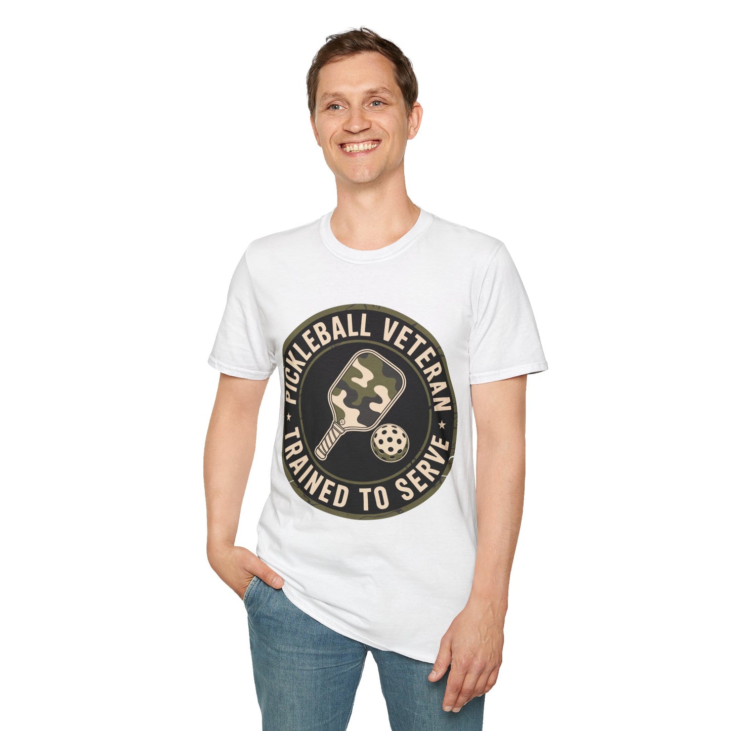 Pickleball Veteran Trained to Serve - Funny T-Shirt for Players