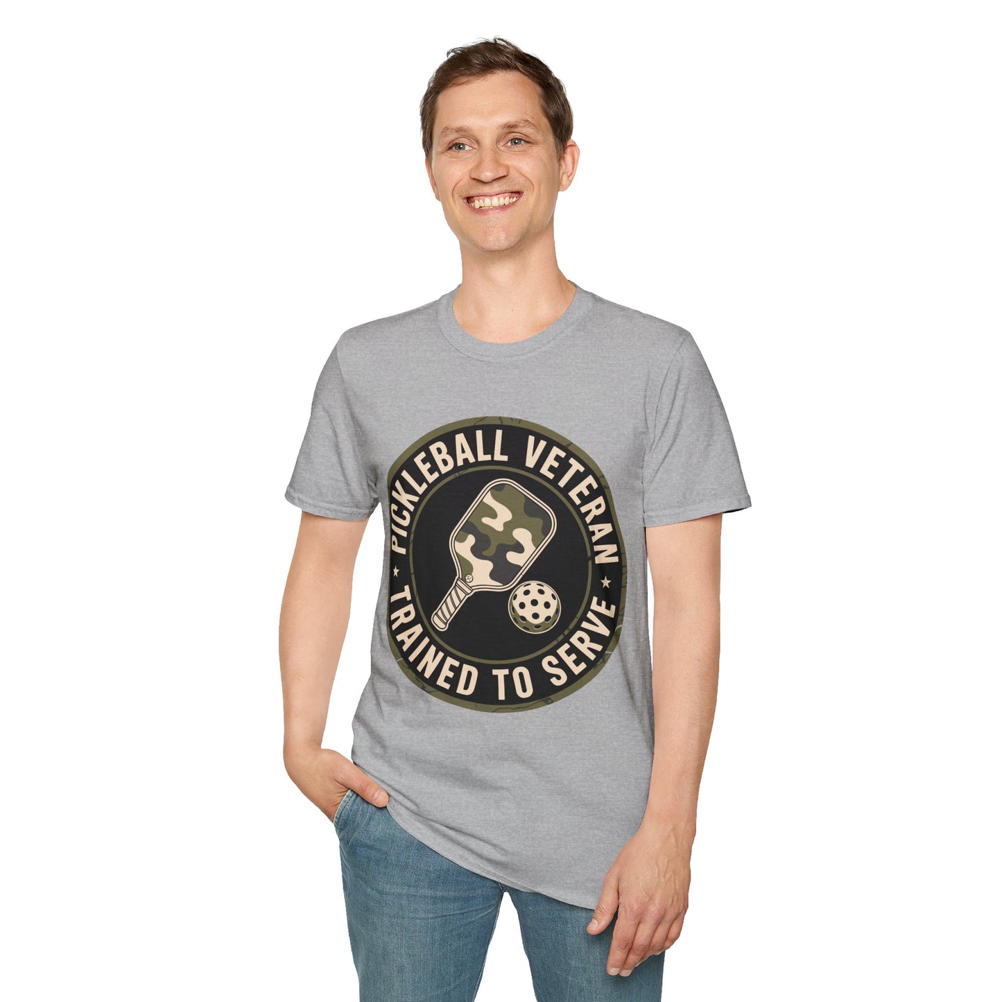 Pickleball Veteran Trained to Serve - Funny T-Shirt for Players