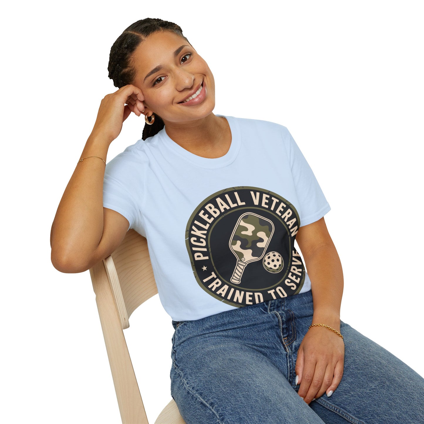 Pickleball Veteran Trained to Serve - Funny T-Shirt for Players
