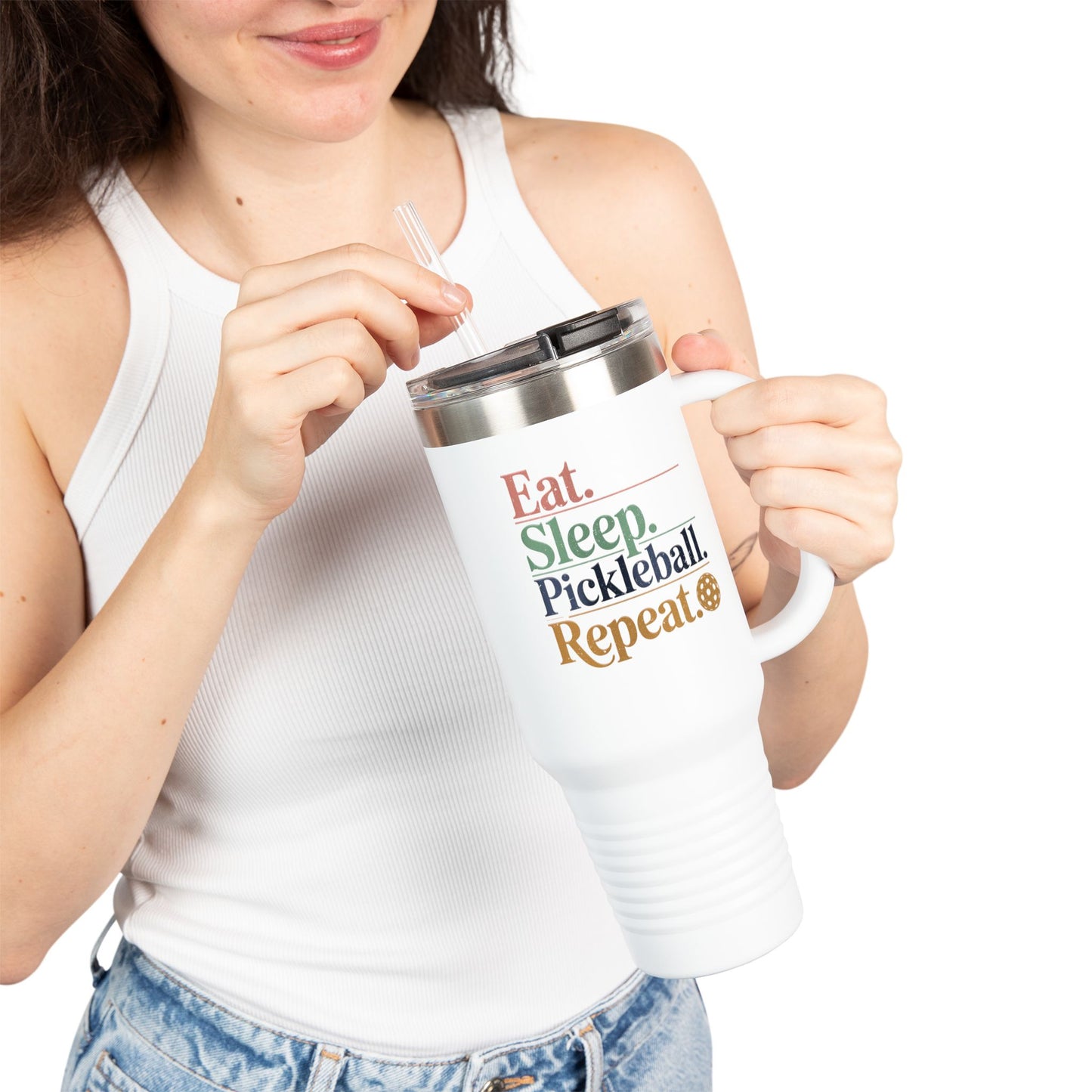 Eat Sleep Pickleball Repeat Insulated Travel Mug, 40oz