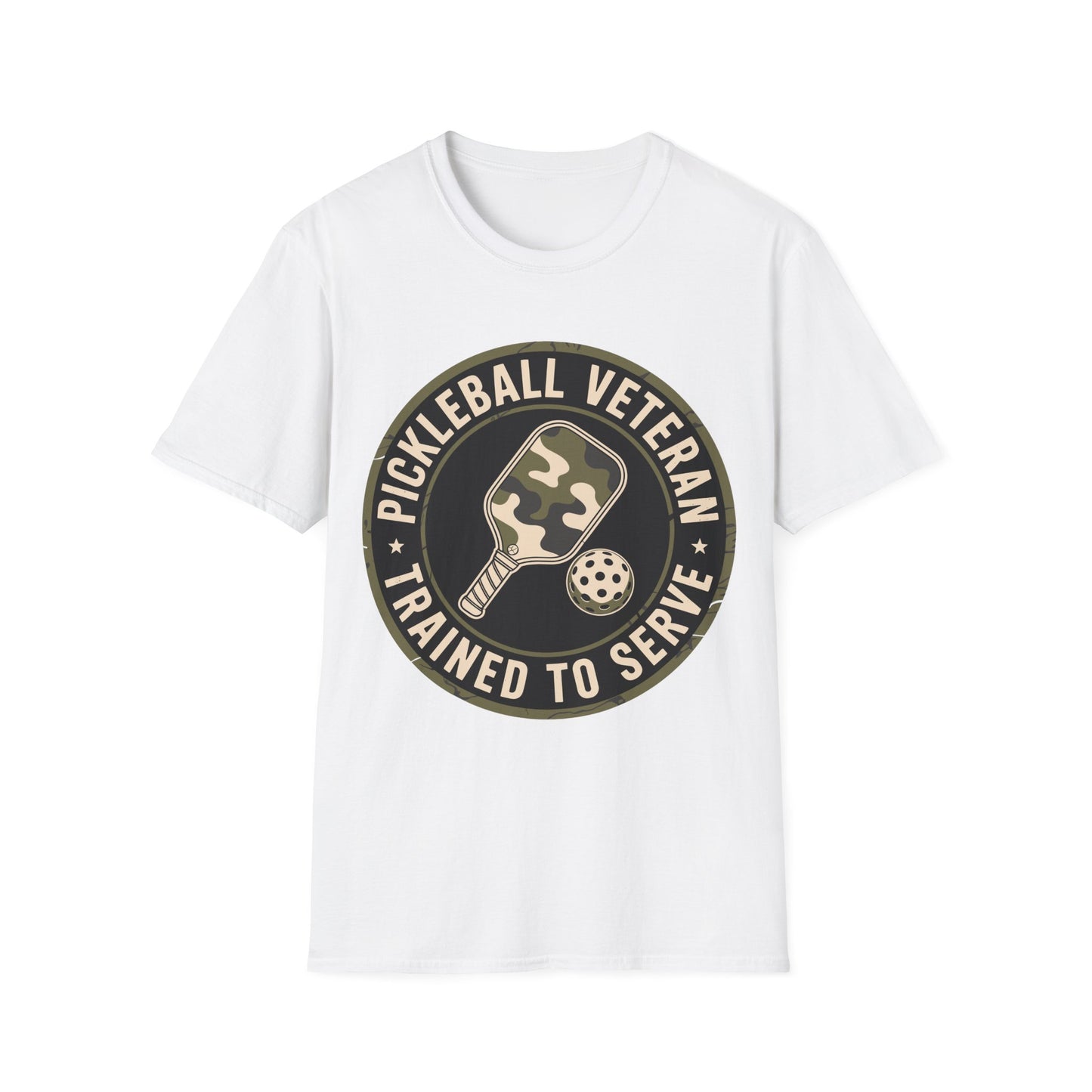 Pickleball Veteran Trained to Serve - Funny T-Shirt for Players